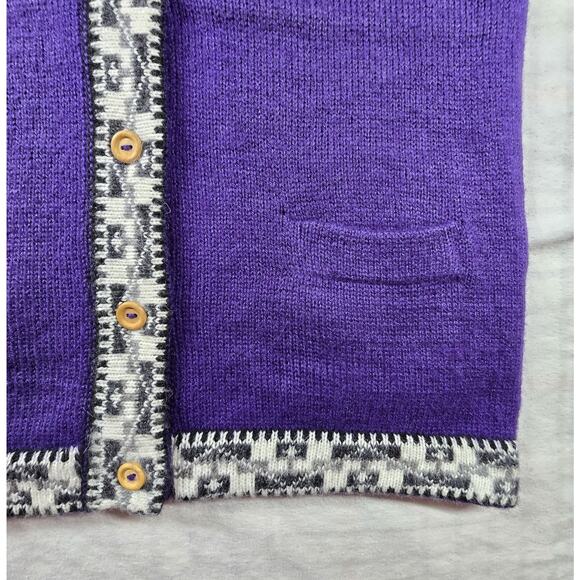 South American Side Alpaca Wool Sweater Button Cardigan Large Peru S - Picture 2 of 8